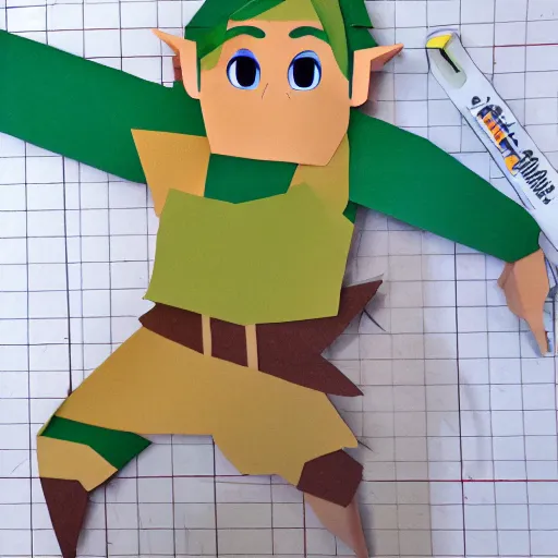 Image similar to a paper model of link, paper modeling art.