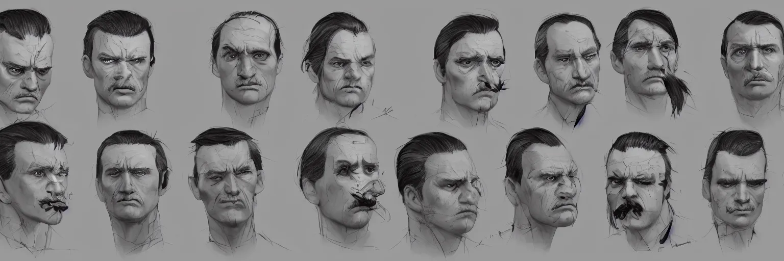 Prompt: colorful character faces, realistic mike patton and hitler faces, character sheet, fine details, concept design, contrast, kim jung gi, greg rutkowski and da vinci, trending on artstation, 8 k, emotional, face turnaround, front view, back view, side view, ultra wide angle