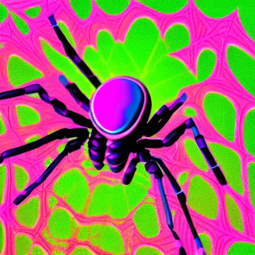 Prompt: vaporwave spider art