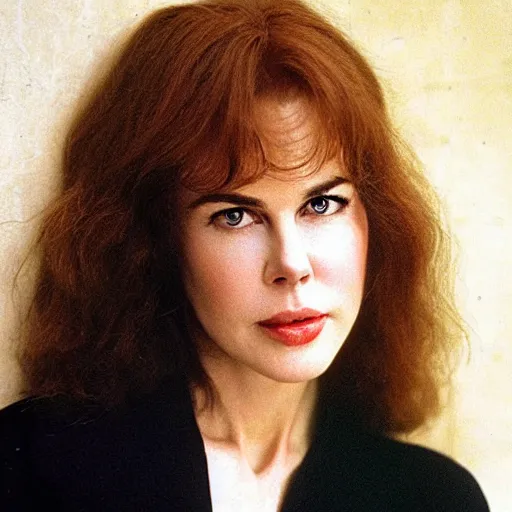 Image similar to face of black hair, young Nicole Kidman