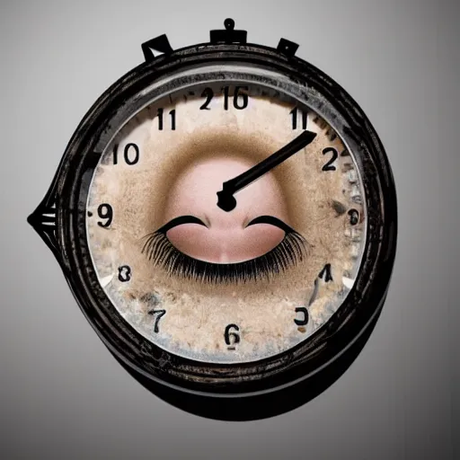 Image similar to face with eyes like clocks