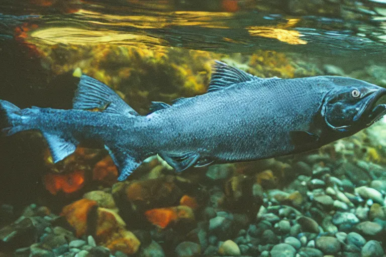 Image similar to a photo of an angry blackberry salmon in its natural habitat, kodak ektachrome e 1 0 0 photography