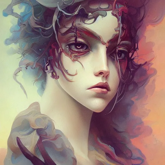 Image similar to a highly detailed beautiful portrait in the style of peter mohrbacher and in the style of jean delville.