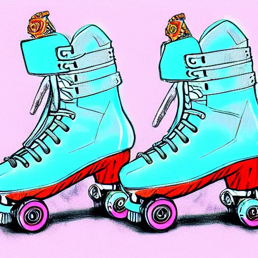 Athlete Skater Inline Speed Skating Cartoon Retro Drawing Posters, Art  Prints by - Interior Wall Decor #1694526