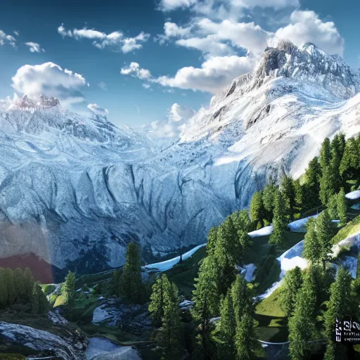 Prompt: beautiful scenery of swiss alps, photorealistic, ultra - detailed, 4 k high resolution, hdr shot, unreal engine rendering 4 k