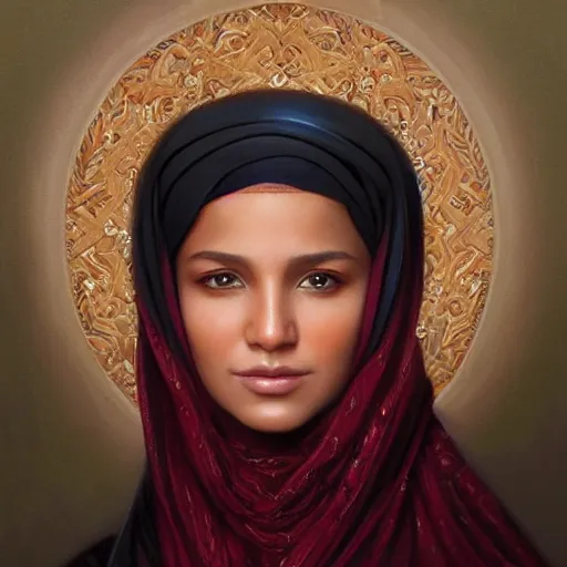 Prompt: portrait of an omani woman ( 3 5 ) from oman in 2 0 2 1, an oil painting by ross tran and thomas kincade