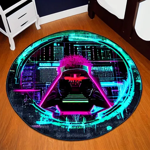 Image similar to cyberpunk tufting rug