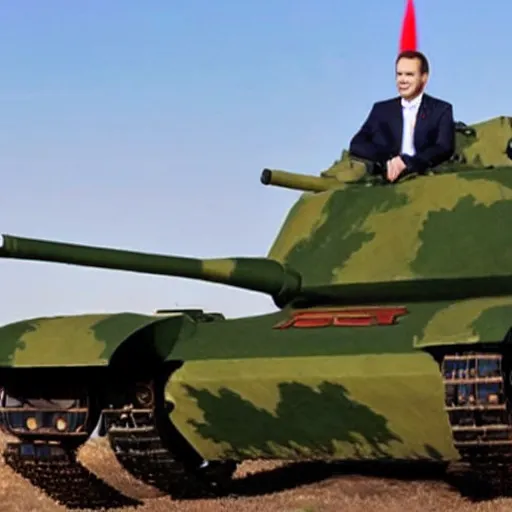 Image similar to medvedev rides a tank to georgia, photo in color