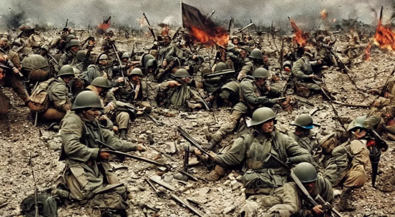 Image similar to Seventh-world-war,colorised,photograph