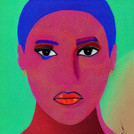 Prompt: portrait of woman, geometrical shapes, bright colors