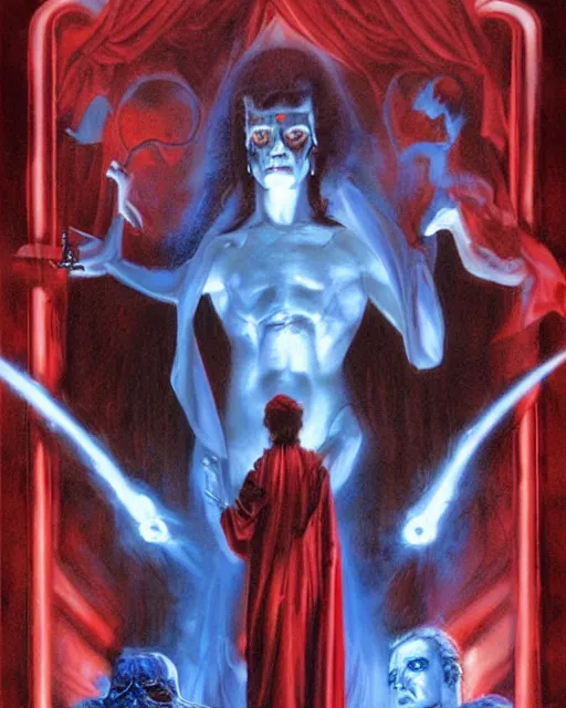 Image similar to hades, red, airbrush, drew struzan illustration art, key art, movie poster