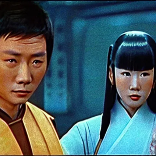 Prompt: screenshot from a chinese star wars movie from 1 9 7 7