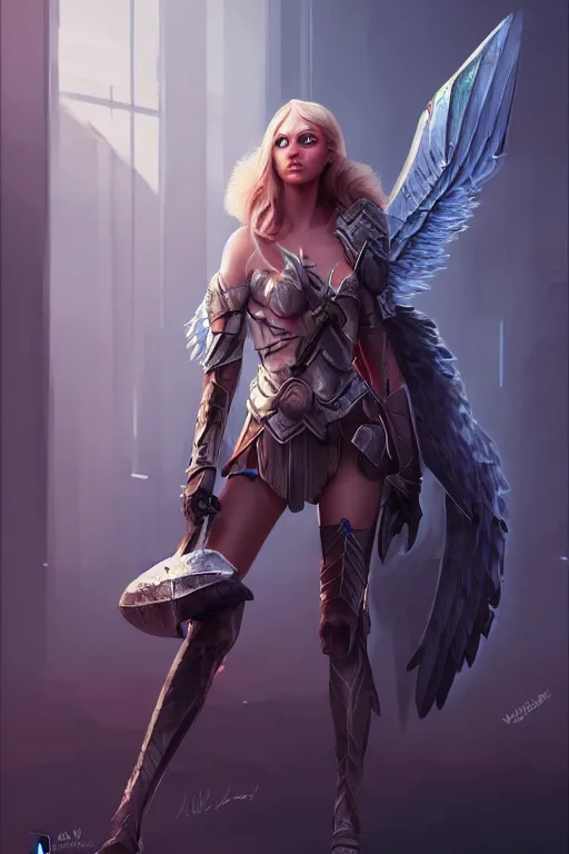 Prompt: very beautiful Valkyrie wandering a datacentre , dreamscape, highly detailed, digital painting, artstation, concept art, smooth and sharp focus, illustration