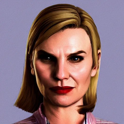 Image similar to Kim Wexler from Better Call Saul as a GTA character portrait, Grand Theft Auto