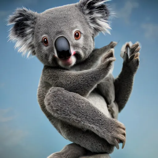 Image similar to koala as a god, weta hyperrealism cinematic lighting and composition