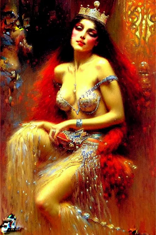 Prompt: king with diamonds by gaston bussiere