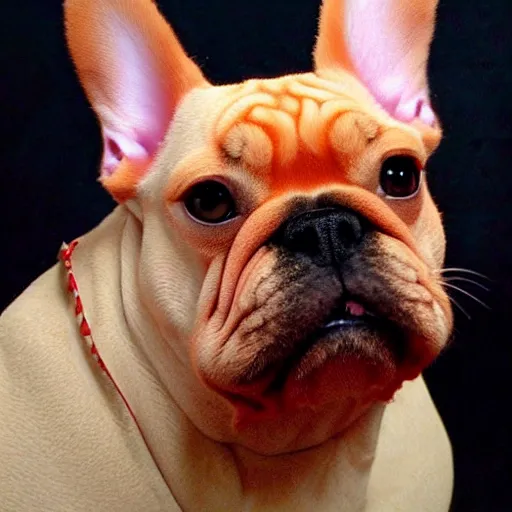 Image similar to red fawn hair french bulldog in pixar style ultra detail photo