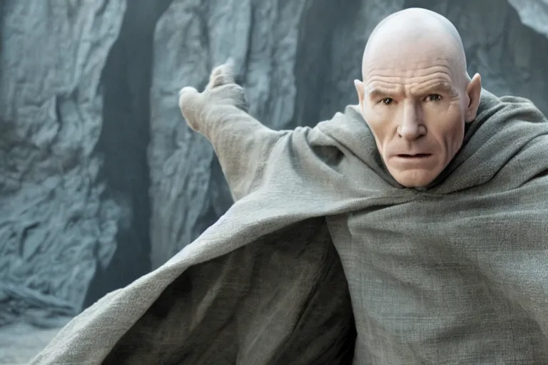 Prompt: promotional image of Bryan Cranston as Voldemort in Harry Potter and the Deathly Hallows: Part 1 (2010), movie still frame, promotional image, imax 70 mm footage