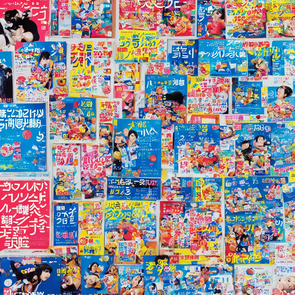 Prompt: bright japanese magazine advertisements