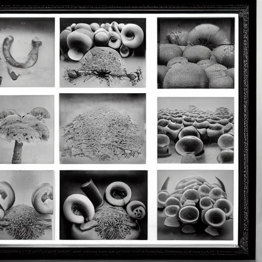 Image similar to photomontage of tanks and fungi by john heartfield, photographic, black and white, detailed, masterpiece, fine art, photomontage, museum quality