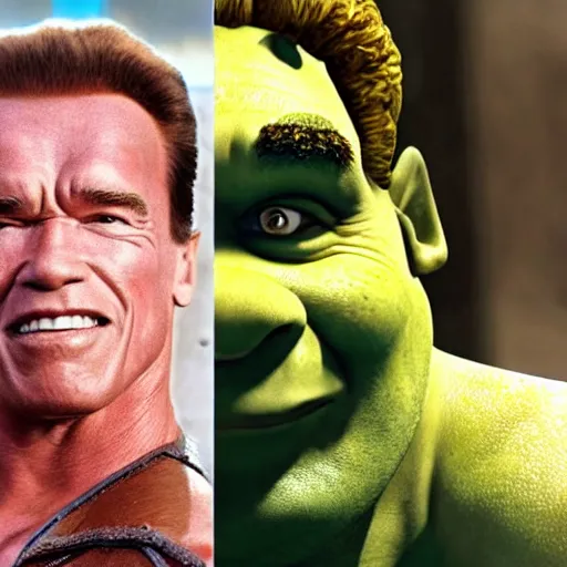 Image similar to arnold schwarzenegger as shrek