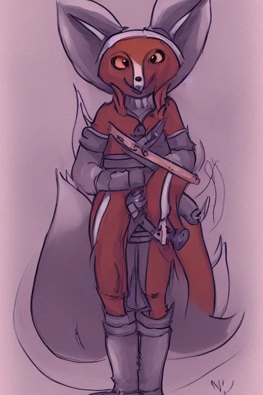 Prompt: a cute medieval anthropomorphic fox with a fluffy tail, comic art, trending on furaffinity, cartoon, kawaii, backlighting, furry art!!!, cool shading, concept art