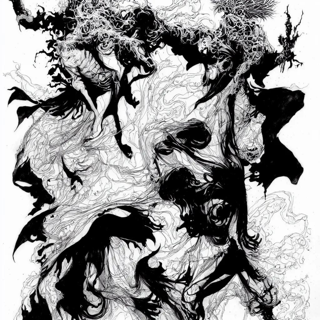 Image similar to The sandman drawing by Kim Jung gi and Karl Kopinski