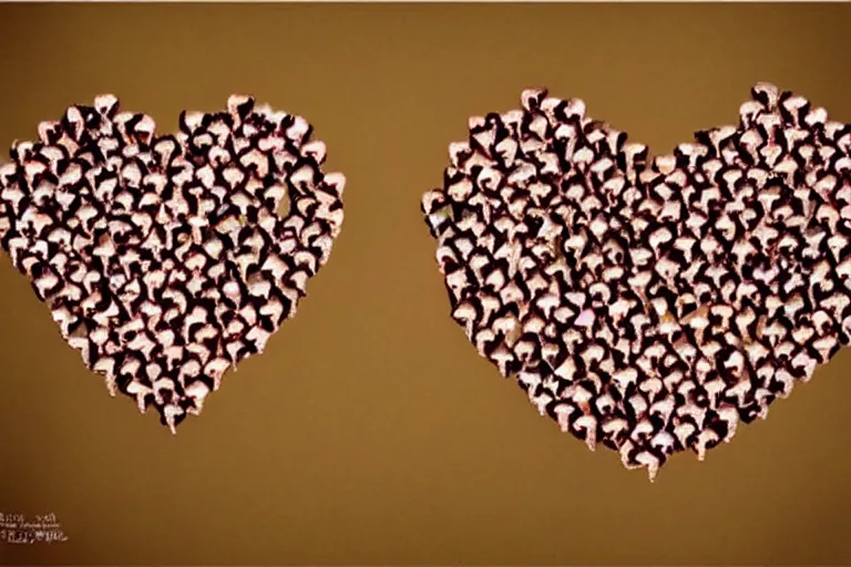 Image similar to an infinite mirror image of hearts