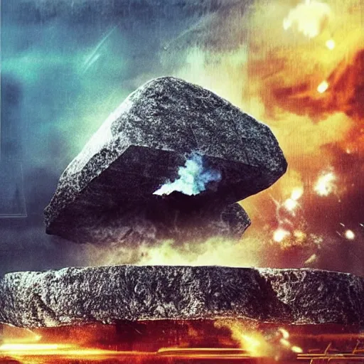 Image similar to “ the rock with hair, shot by christopher nolan, directed by michael bay, concept art ”