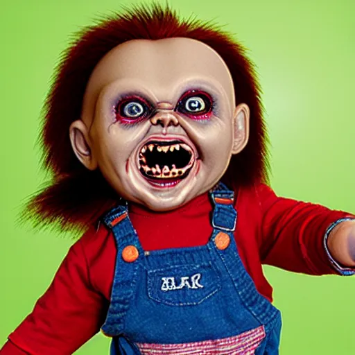 Image similar to screaming chucky doll