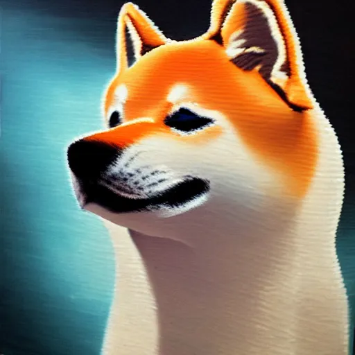 Image similar to shiba inu, airbrush