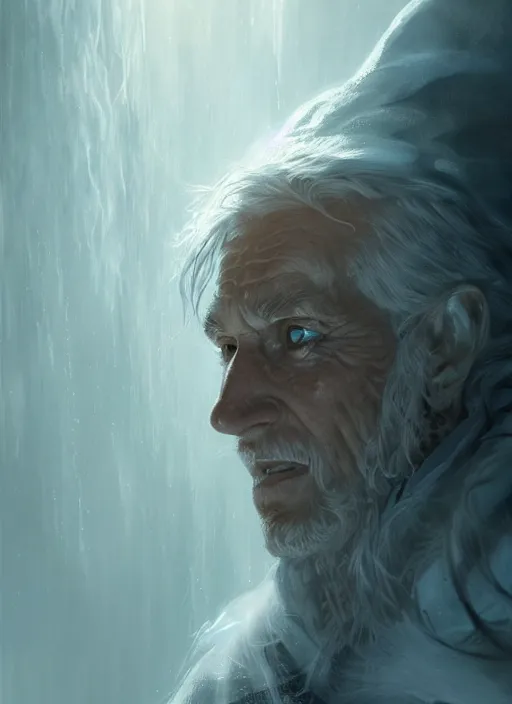 Image similar to portrait, face of an ice wizard, dramatic lighting, cinematic, establishing shot, extremly high detail, photo realistic, cinematic lighting, post processed, concept art, artstation, matte painting, style by eddie mendoza, raphael lacoste, alex ross