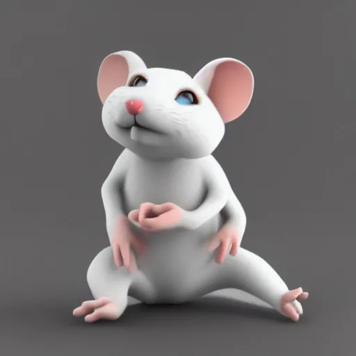 Image similar to fuzzy cute white rat 3 d render awardwinning