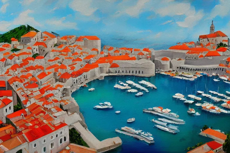 Prompt: dubrovnik, oil painting, oil in canvas, brushstrokes