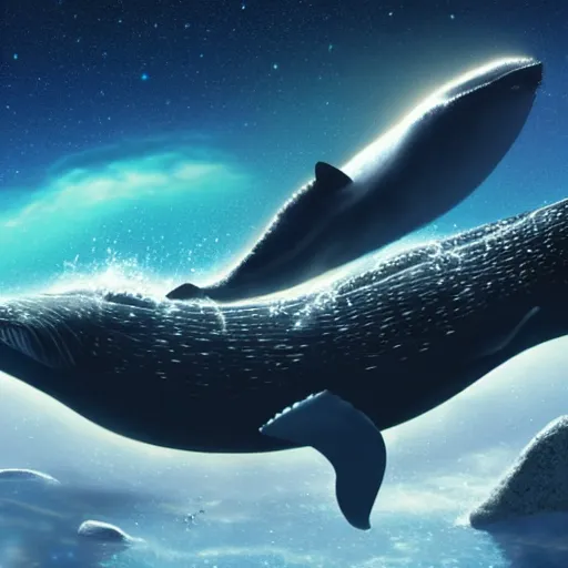 Prompt: whale under the stars,cgstation,artstation,3d,4k