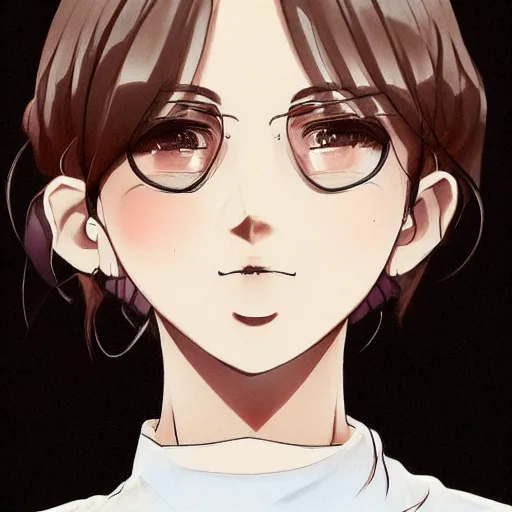 Image similar to portrait of a girl with short brown hair, wearing a white blouse and black choker, smoking a cigarette, drawn by WLOP, by Avetetsuya Studios, attractive character, colored sketch anime manga panel, unsaturated, dull colors, trending on Artstation