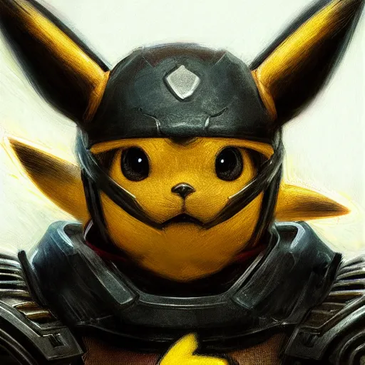 Image similar to pikachu as a realistic fantasy knight, closeup portrait art by donato giancola and greg rutkowski, realistic face, digital art, trending on artstation, symmetry!!, no helmet