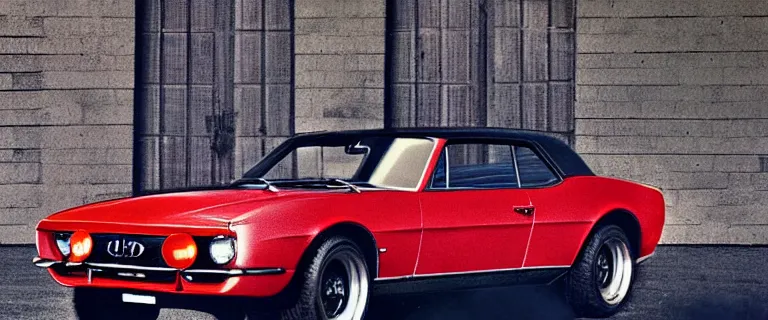 Image similar to black flames livery audi camaro b 1 ( 1 9 6 7 ), retro poster, establishing shot