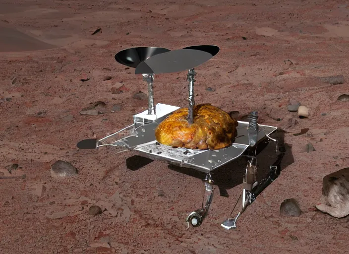 Image similar to NASA's Culinarity rover probes the surface of the meat planet with knives and forks