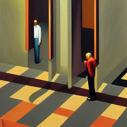 Image similar to isometric maze by pj crook, edward hopper