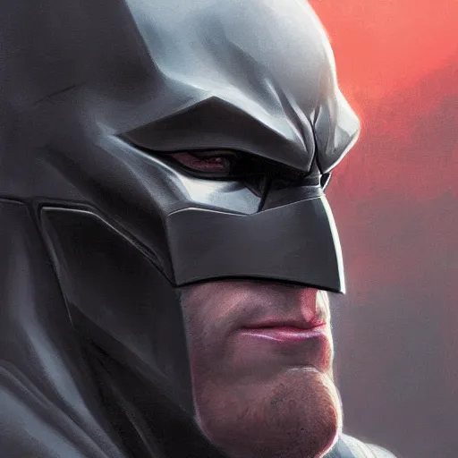 Image similar to closeup portrait of batman, realistic portrait, dramatic lighting, city background, moon, trending on artstation, high detail, painted by greg rutkowski and igor kieryluk