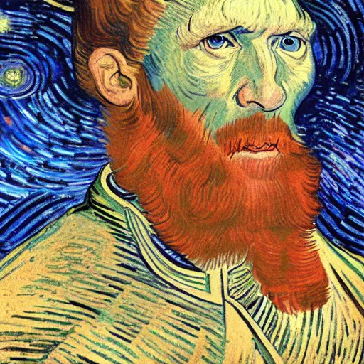 Image similar to A rendition of Vitruvians by Vinci but designed by Van Gogh doing space retreat, portrait, elegant, intricate, digital painting, concept art, sharp focus, illustration