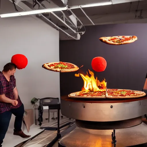 Image similar to photo of exploding pizza ball studio commercial photography