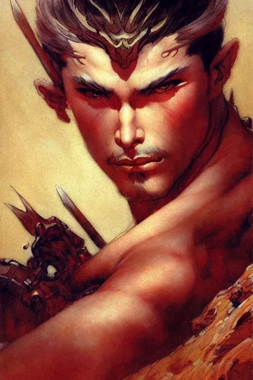 Image similar to male, wuxia, character design, painting by gaston bussiere, katsuya terada, frank frazetta, tom of finland, trending on artstation