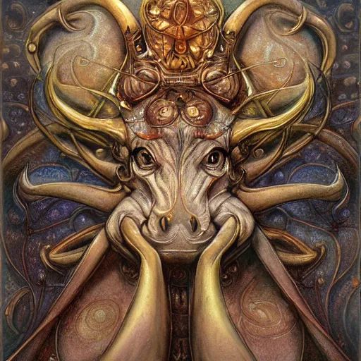 Image similar to detailed and sharp taurus artwork, mystic style, detailed, 8 k, detailed, symmetrical, by brian froud