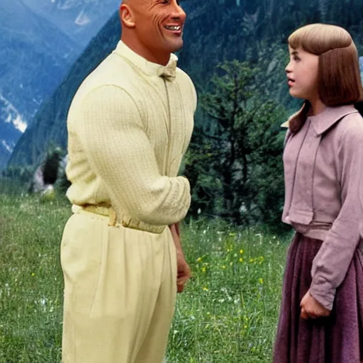 Prompt: dwayne johnson in the sound of music 1 9 6 5