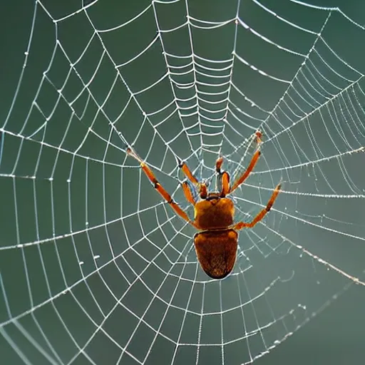 Image similar to award winning macro photography of a spider wrapping it's prey in its web