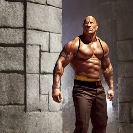 Image similar to dwayne johnson as harry potter, full body shot, highly - detailed, sharp focus, award - winning