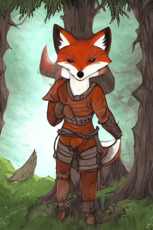 Prompt: an anthropomorphic medieval fox in a forest, fursona!!!, trending on furaffinity, digital art, backlighting