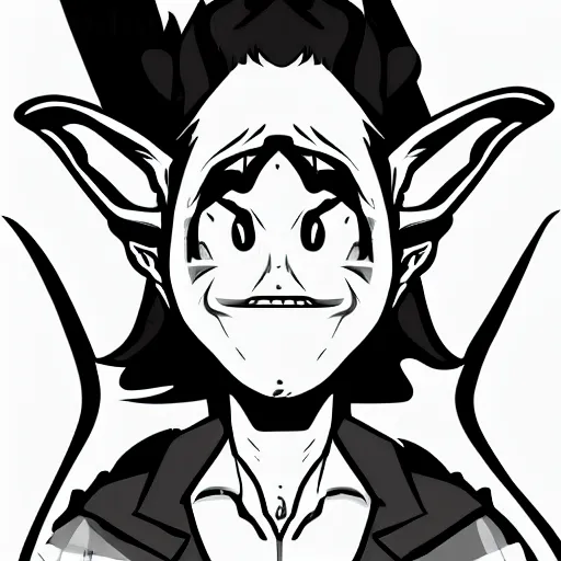 Image similar to portrait of a goblin, single subject, illustration, cartoon, comic, anime, vector art, simple background